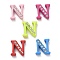 Spray Painted Zinc Alloy Slide Charms,with Crystal Rhinestone, Letter Slide Charms, Mixed Color, Letter.N, 11.5~13mm
