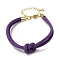 3MM Round Nylon Braided Cord Bracelet Making, Knot, with Golden 202 Stainless Steel Lobster Clasp & Brass Finding, Medium Purple, 6.69x0.39 inch(17x1cm)