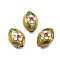 Handmade Cloisonne Beads, Oval, Gold, 19.5x13~13.5x9mm, Hole: 1mm