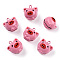 Brass Bell Pendants, with Enamel, Pig, Pink, 21x20x19mm, Hole: 2mm