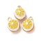 Alloy Pendants, Lemon Charms, with Enamel, Rack Plating, Golden, Yellow, 13x9x7.5mm, Hole: 1.6mm