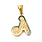 304 Stainless Steel Pendants, with Enamel, Ion Plating(IP), Laser Cut, Real 18K Gold Plated, Letter A, 18.5x15x1.5mm, Hole: 5.5x2.5mm