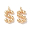 Brass Pendants, Cadmium Free & Nickel Free & Lead Free, Letter Charms, Real 18K Gold Plated, 13x6.5x2mm, Hole: 1mm