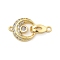 Brass Micro Pave Rhinestone Fold Over Clasps, Moon, Real 18K Gold Plated, 26mm