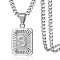 Rectangle with Letter Pattern 304 Stainless Steel Pendant Necklaces, Stainless Steel Color, Letter S, 21.65 inch(55cm)