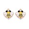 Alloy Enamel Charms, Bees Charm, Golden, Gold, 15x15x1mm, Hole: 1.8mm