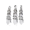 Natural Quartz Crystal Pendants, Brass Charms, Lead Free & Cadmium Free, 46~47x11~12x11mm, Hole: 8x5mm