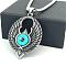 Vintage Gothic Stainless Steel Cyan Evil Eye with Wings Pendant Necklaces for Men, Stainless Steel Color