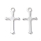 Brass Pendants, Cadmium Free & Lead Free, Cross Charms, 925 Sterling Silver Plated, 12.5x7x0.5mm, Hole: 1.2mm