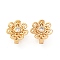 Brass Micro Pave Clear Cubic Zirconia Hook Clasps, Flower, Real 18K Gold Plated, 11x9x9mm, Hole: 1.4mm