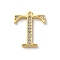 Rack Plating Brass Micro Pave Cubic Zirconia Pendant, Greek Alphabet, Real 18K Gold Plated, Letter T, 13x16.3x1.5~1.6mm, Hole: 1.1mm