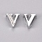 Alloy Slide Charms, with Crystal Rhinestone, Letter, Platinum, Letter.V, V: 11.5x11x4.5mm, Hole: 2x8.5mm