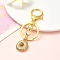 Brass Micro Pave Cubic Zirconia Keychain, with Iron Findings, Letter O, 8.8cm