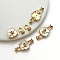 Brass Fold Over Clasps, with Shell, Flower, Golden, 35x17mm