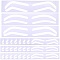 60Pcs 3 Styles Plastic Eyebrow Tattoo Practice Skin, Training Skin for Beginners and Experienced Tattoo Artists, White, 16.1x3.4x0.02cm, Stickers: 65~69x15~22mm, 20pcs/style
