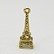 Tibetan Style Alloy Pendants, Eiffel Tower Charm for Bracelet Making, Lead Free & Cadmium Free, Antique Golden Color, 24x8x7mm, Hole: 1.5mm