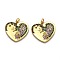 Brass Micro Pave Clear Cubic Zirconia Pendants, Long-Lasting Plated, with Jump Rings, Heart, Golden, 18.5x20x1.8mm, Hole: 3mm