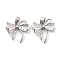 Brass Micro Pave Cubic Zirconia Pendants, Bowknot, Platinum, Clear, 16x15x4mm, Hole: 5x3mm