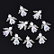 10Pcs Acrylic & Imitation Pearl Flower Angel Pendants, with Alloy Wings and Brass Findings, Antique Silver & Platinum, WhiteSmoke, 20mm, Hole: 2.2mm, 10pcs/set