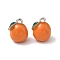Alloy Enamel Pendants, Orange, Platinum, 13.5x11.5x10.5mm, Hole: 1.8mm