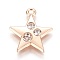 Zinc Alloy Pendants, with Glass Rhinestone, Star, Crystal, Golden, 22x20x4mm, Hole: 2mm