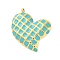 304 Stainless Steel Pendants, with Enamel, Checkerboard Heart Charm, Golden, Sky Blue, 25x24x4mm, Hole: 2mm