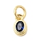 Brass Cubic Zirconia Charms, Oval Charms, Cadmium Free & Lead Free, Real 18K Gold Plated, Long-Lasting Plated, Prussian Blue, 8x5x2mm, Hole: 3mm