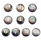 10Pcs 10 Styles Natural Black Lip Shell Flat Round Beads, with Gold Epoxy Resin Slices, Number 0~9, Black, 8.5.5x5mm, Hole: 0.9mm, 1pc/style