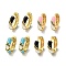 Brass Micro Pave Cubic Zirconia Hoop Earring, with Enamel, Real 18K Gold Plated, Mixed Color, 20.5x5mm