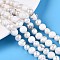 Natural Howlite Round & Natural Cultured Freshwater Pearl Grooved Potato Beads Strands, 8~9mm, Hole: 1.2mm, Pearl: 6~8x6~10mm, Hole: 0.7mm, about 27pcs/strand, 7.87~8.07 inch(20~20.5cm)