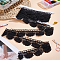 3 Yards Polyester Shell Shaped Flower Lace Trim, with 1Pc Cardboard Display Card, Black, 2-3/8~2-1/2 inch(61~65mm)