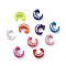 Spray Painted Zinc Alloy Slide Charms,with Crystal Rhinestone, Letter Slide Charms, Mixed Color, Letter.C, 11.5~13mm