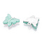 Alloy Acrylic Pendants, Butterfly, Silver, Pale Turquoise, 14x15.5x3mm, Hole: 1.6mm