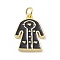 Rack Plating Brass Enamel Pendants, Long-Lasting Plated, Lead Free & Cadmium Free, Real 18K Gold Plated, Overcoat Charm, Black, 19x14x2mm, Hole: 3mm