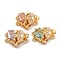 Brass Micro Pave Cubic Zirconia Box Clasps, Heart, Real 18K Gold Plated, 2-Strand, 4-Hole, Mixed Color, 12.5x18x9mm, Hole: 1.2mm