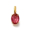 Ion Plating(IP) 304 Stainless Steel Rhinestone Pendants, Oval Charms, Real 14K Gold Plated, Fuchsia, 14x6x4.5mm, Hole: 4.5x2.5mm