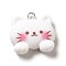 Opaque Resin Pendants, Animal Charm, with Platinum Tone Iron Loops, White, Cat, 20x21x8mm, Hole: 2.2mm