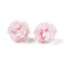 Resin Beads, Round with Flower, with Polymer Clay & Rhinestone, Pink, 22~26mm, Hole: 2~2.5mm