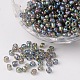 6/0 Transparent Rainbow Colours Round Glass Seed Beads X-SEED-A007-4mm-172-1