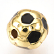 真鍮製エナメルビーズ  サッカー/サッカーボール  ブラック  ゴールドカラー  10mm  穴：1.5mm KK-Q738-10mm-02G-3
