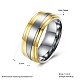 メンズチタンスチールフィンガー指輪  ワイドバンドリング  サイズ10  ゴールドカラー  19.8mm RJEW-BB27605-A-10-6