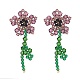 Imitation Austrian Crystal Flower of Life Dangle Stud Earrings X1-EJEW-TA00029-03-1
