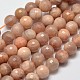 Faceted Round Natural Sunstone Beads Strands G-I176-10-10mm-1