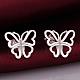 Butterfly Silver Color Plated Brass Cubic Zirconia Stud Earrings EJEW-BB10084-4