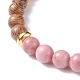 Женский круглый эластичный браслет из натурального дерева венге и драгоценных камней BJEW-JB07544-6