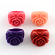 Synthetical Coral Flower Rings RJEW-R127-06-1