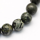 Fili di perline rotonde in pietra di serpentino naturale / pizzo verde X-G-S167-8mm-1