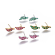 Brass Micro Pave Cubic Zirconia Stud Crawler Earrings EJEW-F209-03-1