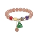Natürliches und synthetisches gemischtes Edelstein-Armband mit runden Perlen und Glas-Lotus-Samenkapsel-Anhängern für Frauen BJEW-JB09027-1