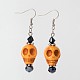 Halloween howlite synthétique crâne pendentif Boucles d'oreilles EJEW-JE01576-2